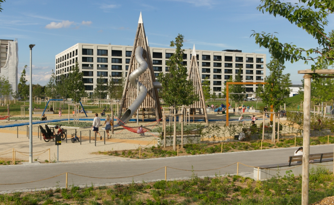 Erste Grünanlage in München-Neufreimann eröffnet